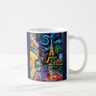 Retro Las Vegas Van Gogh-stil Casino Night City Kaffemugg