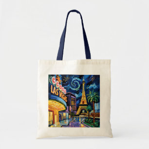 Retro Las Vegas Van Gogh Style Casino Natt Stad Tygkasse