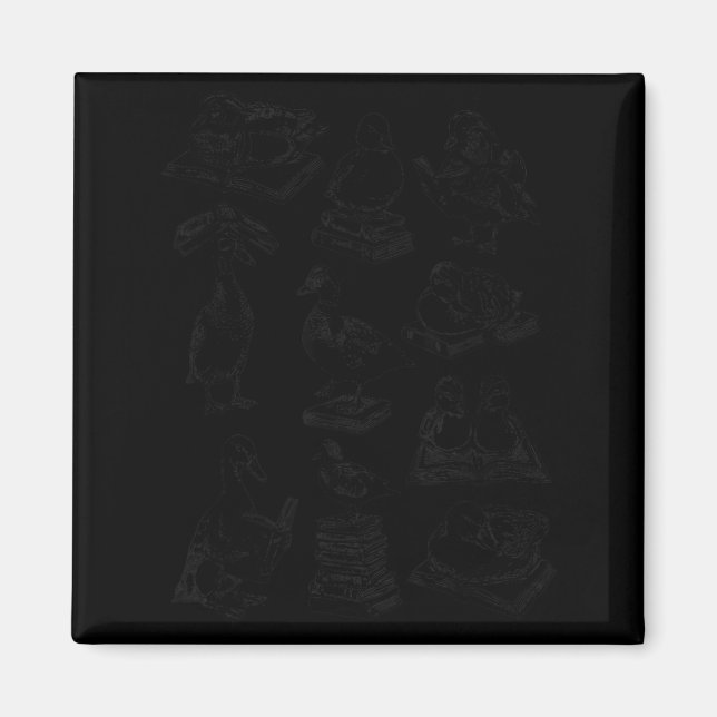 Retro Läsande Ankor Grafisk Sch Ankor Bokälskare Magnet (Framsidan)