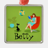 Retro Läsning av prydnadsföremål för kvinnlig jul