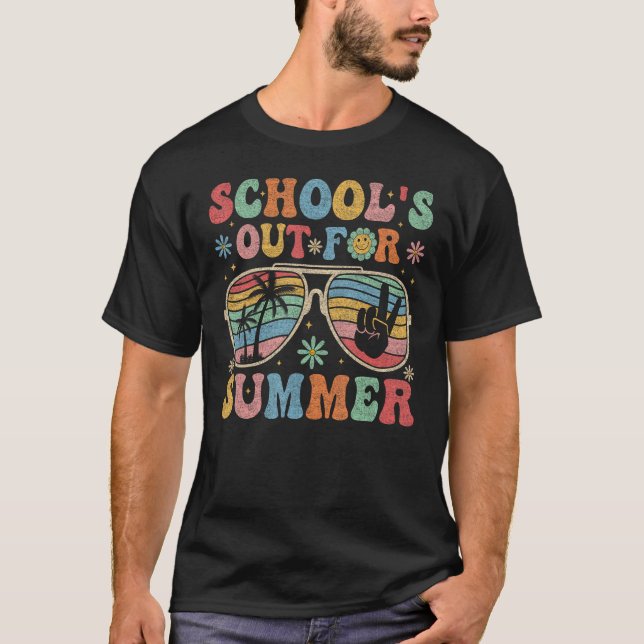 Retro Last Day of School s Out For Summer Teacher  T Shirt (Framsida)