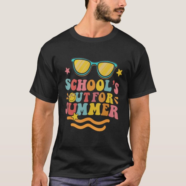 Retro Last Day of School s Out For Summer Teacher  T Shirt (Framsida)