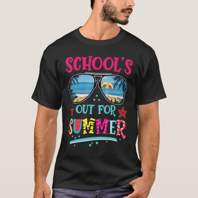 Retro Last Day of School's Out For Summer Teacher  T Shirt (Framsida)