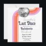 Retro Last Disco Bachelorette Party Spara Datumet<br><div class="desc">Senaste Disco-bachelorette-partinrese- och inbjudan-mall. Anpassningsbar,  personlig,  redigerbar nedladdning,  fjärrstyrd disco vuxen party två-sidinbjudan med party-händelser</div>