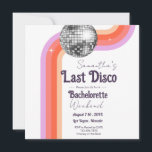 Retro Last Disco Bachelorette Party Spara Datumet<br><div class="desc">Senaste Disco-bachelorette-partinrese- och inbjudan-mall. Anpassningsbar,  personlig,  redigerbar nedladdning,  fjärrstyrd disco vuxen party två-sidinbjudan med party-händelser</div>