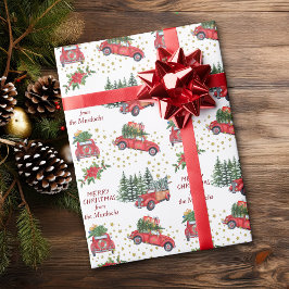 Retro Lastbil och Car Julgranar Presentpapper