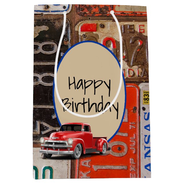 Retro Lastbil och Gamla License Tallrikar (Framsidan)