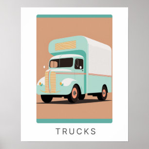 Retro lastbil-utskrift i pastellform   TRANSPORT Poster