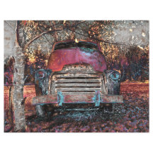 Retro Lastbil Vintage Red Orange Gult Rustic Fall
