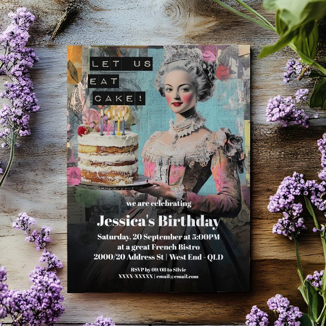 Retro Låt oss äta kakan - inbjudan till Fransk-par (Skapare uppladdad)