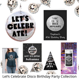 Retro Låt oss Celebrate Birthday Disco Boll Black Pappersservett