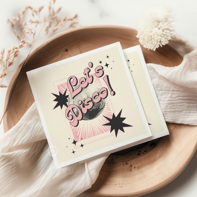 Retro Låt oss Disco Birthday-bakgrund Pappersservett (Skapare uppladdad)