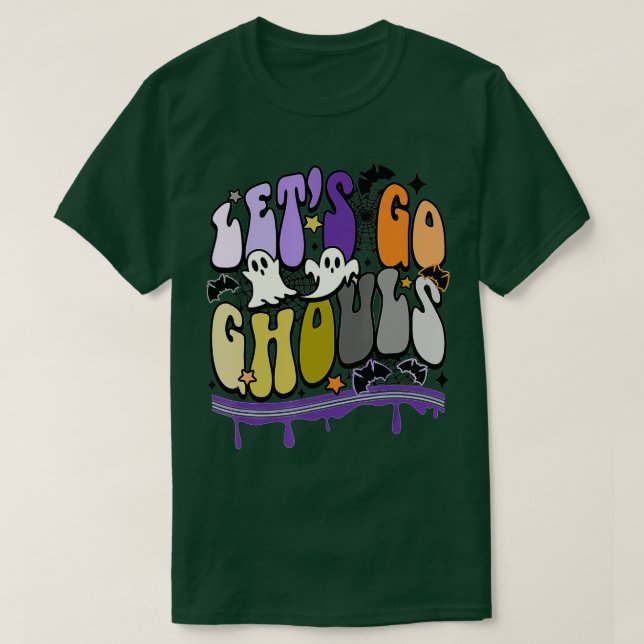 Retro Låt oss Go Ghouls Halloween Ghost outfit Cos T Shirt (Design framsida)