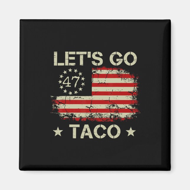 Retro Låt oss Go Taco Funny Låt oss Go Taco Magnet (Framsidan)