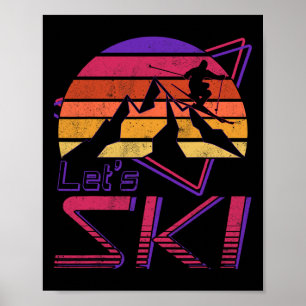 Retro Låt oss Ski Vintage 80s 90s Snö Skiing Poster