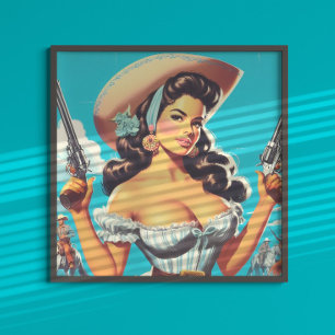 Retro latinamerikansk cowgirl poster