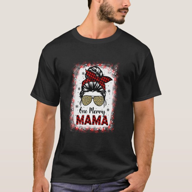 Retro leached One Merry Mamma Leopard Buffalo Plai T Shirt (Framsida)