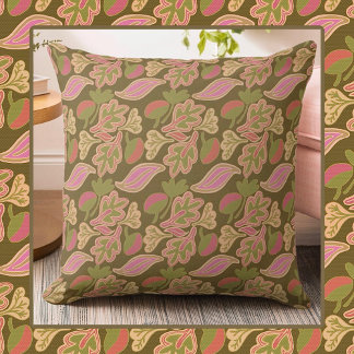 Retro leaves in bohem patterndesign kudde
