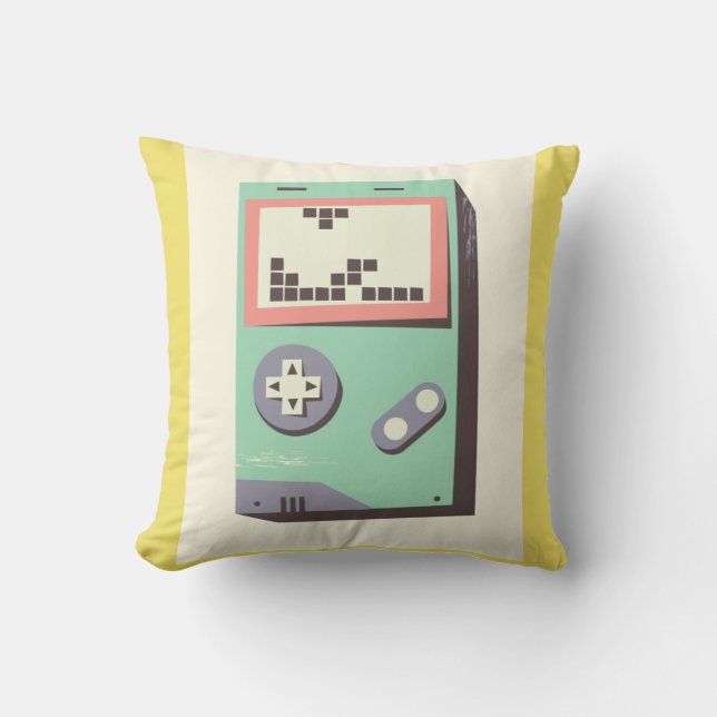 Retro LEGO Gameboy Throw Pillow – Fun Geeky Gift f Kudde (Framsida)