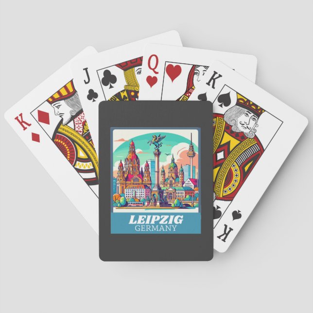 Retro Leipzig Skyline Casinokort (Baksidan)