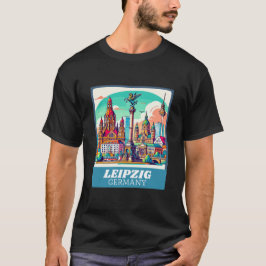 Retro Leipzig Skyline  T Shirt