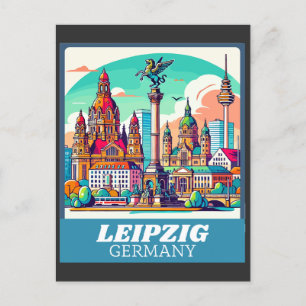 Retro Leipzig Skyline Vykort