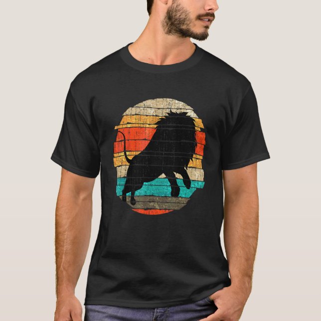 Retro Lejon Afrika Safari Zoo Djur Lejon T Shirt (Framsida)