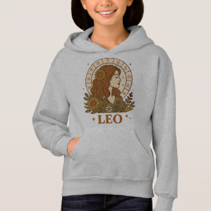 Retro Lejon Zodiak Boho Blommig Astrologi T Shirt