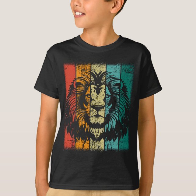 Retro Lejonare Ansikte T Shirt (Framsida)