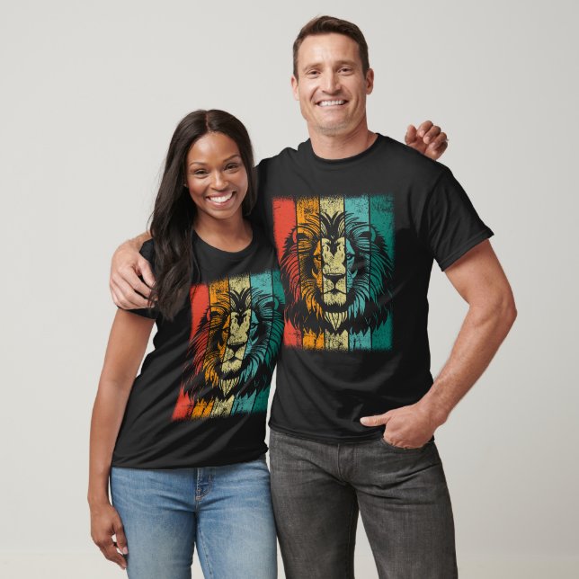 Retro Lejonare Ansikte T Shirt (Unisex)