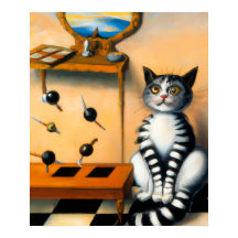 RETRO LEKEN KATT KONST | Whimsical KATT ÄLskare