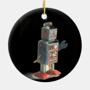 Retro Leksak Robot Julgransprydnad Keramik