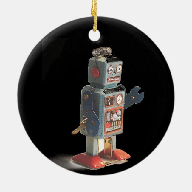 Retro Leksak Robot Julgransprydnad Keramik (Baksidan)