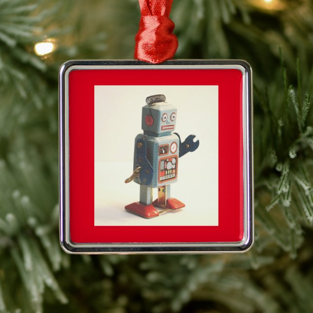 Retro Leksak Robot Julgransprydnad Metall (Träd)