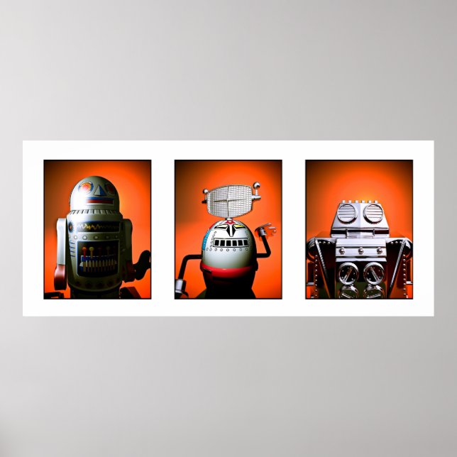 Retro Leksak Robot Lineup 01 Poster (Framsidan)