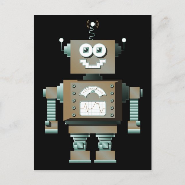 Retro Leksak Robot Postcard (dk) Vykort (Framsida)