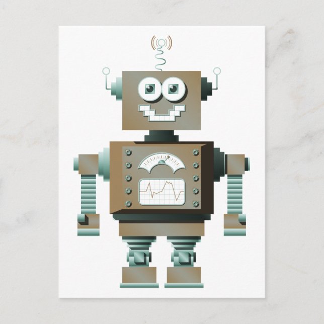 Retro Leksak Robot Postcard (LT) Vykort (Framsida)