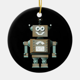 Retro leksakrobotprydnad (dk) julgransprydnad keramik