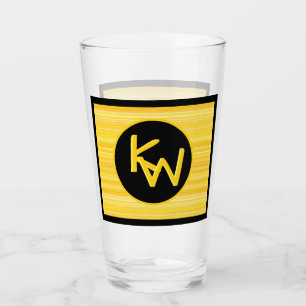 Retro Lemon Gult Black Monogram Glaskopp