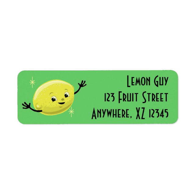 Retro Lemon Guy Returadress Etikett (Framsidan)