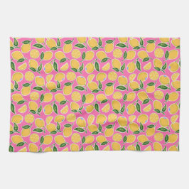 Retro Lemon-segment på Shock rosa Kökshandduk