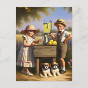 Retro Lemonade-stativ har en Bra sommar Vykort