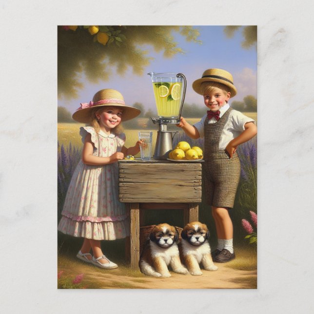 Retro Lemonade-stativ har en Bra sommar Vykort (Framsida)