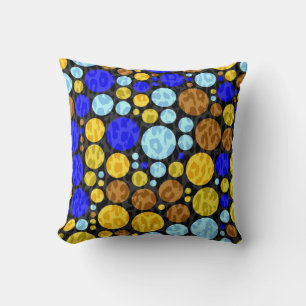 Retro Leoapard Polka dots Aqua Gult Blue Kudde