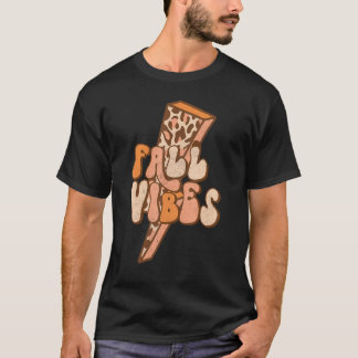 Retro Leopard Blixt Fall Vibes Autumn Le T Shirt