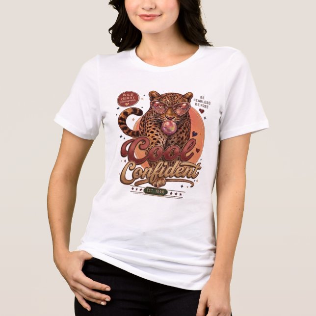 Retro Leopard Cool Själsäker Streetwear T Shirt (Framsida)