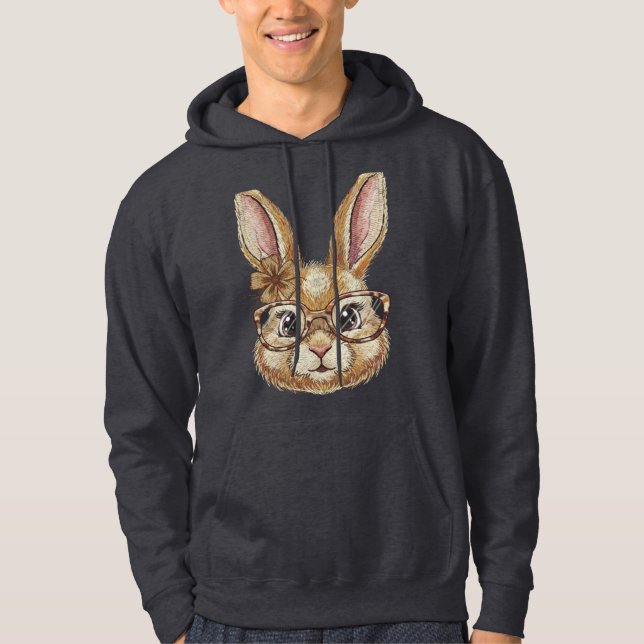 Retro Leopard Coquette Glad Påsk Kanin Trendig Hoodie (Framsida)