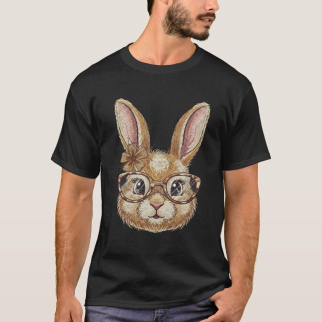 Retro Leopard Coquette Glad Påsk Kanin Trendig T Shirt (Framsida)