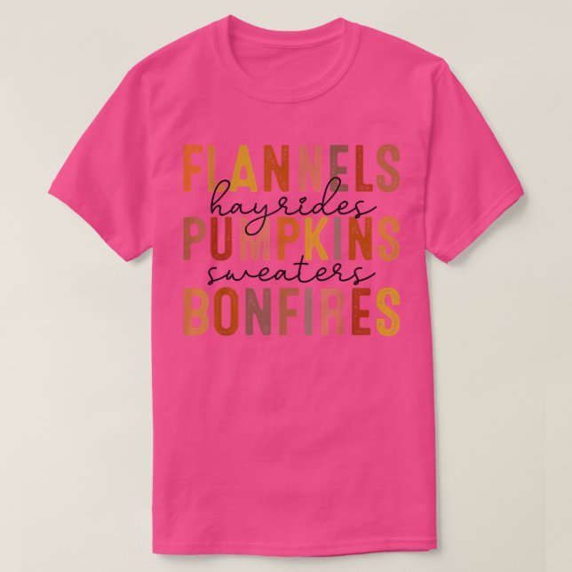 Retro Leopard Flannels Hayrides Pumpkins Sweaters  T Shirt (Design framsida)