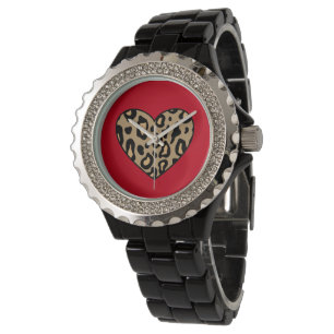 Retro Leopard Heart Watch Armbandsur